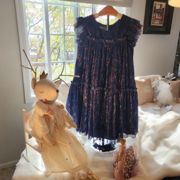 pippa and julie blue dress Handmade Embroidery White Long Dress main image 1